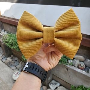 BRAND NEW Golden mustard corduroy bow